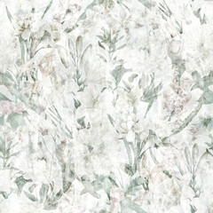 Old Blossom. Decorative seamless pattern. Repeating background. Tileable wallpaper print.