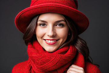Smiling Woman in red Dress, Model, fashion
