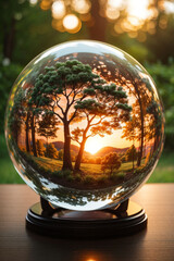 tropical forest illustration in a glass ball