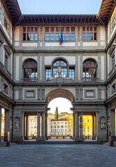 Famous Uffizi gallery in Florence, Italy - obrazy, fototapety, plakaty