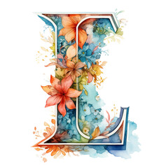 letter L with flower summer 
