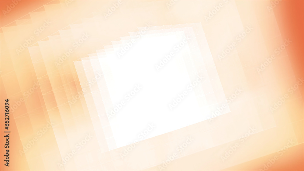 Poster unique kaleidoscopic glowing pattern with golden squared shapes. motion. bright light creating effec