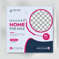 Business real estate social media post square flyer banner template
