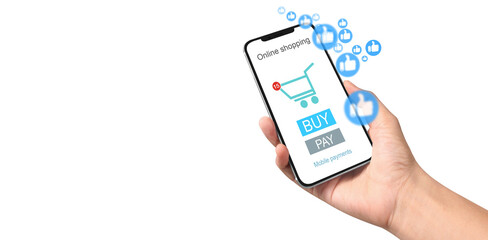 Hand holding smartphone device  touching screen