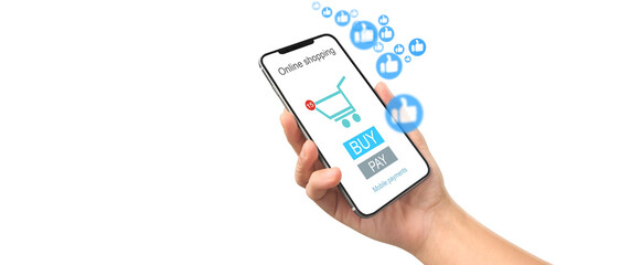 Hand holding smartphone device  touching screen