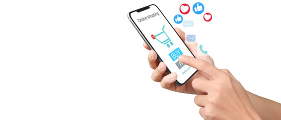 Hand holding smartphone device  touching screen