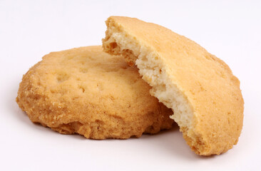 Coconut cookies on the white background, new angles
