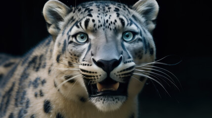 Obraz premium gros plan d'une tête de panthère aux yeux clairs