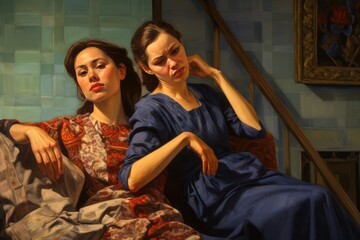 Fototapeta premium A Fictional Character Created By Generative AI.The Contemplative Ladies