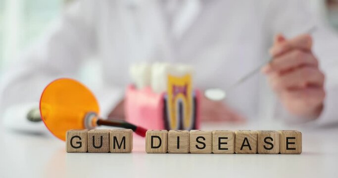 Dentist and word gum disease tooth and dental treatment. Oral hygiene