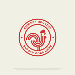 Chicken Rooster logo design, retro fried chicken restaurant icon vector illustration