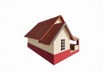 3d rendering model of a simple rural house suitable for illustration