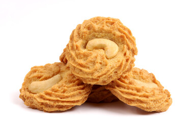 cashew cookies, kaju cookies on white background, new angles 