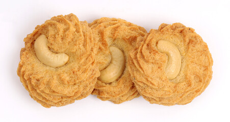 cashew cookies, kaju cookies on white background, new angles 