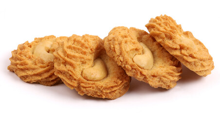 cashew cookies, kaju cookies on white background, new angles 