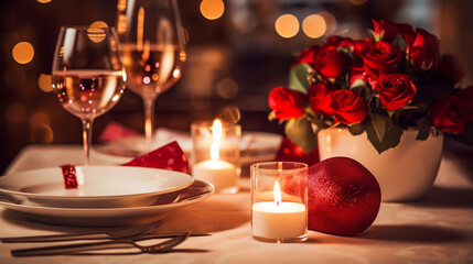 Planning a Romantic Candlelit Dinner for Two, New Year's preparations, with copy space