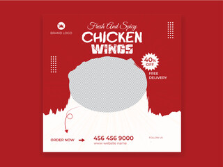 Vector healthy chicken hot wings social media post design template banner
