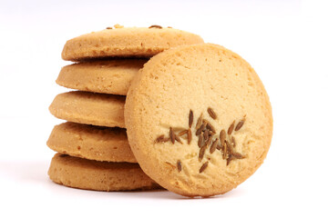 Jeera cookies, Cumin Cookies on white background, new angles