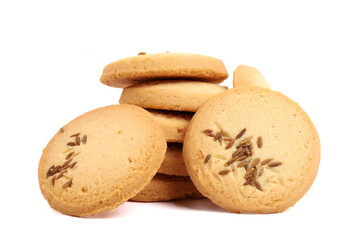 Jeera cookies, Cumin Cookies on white background, new angles