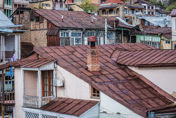 Houses on Old Town of Tbilisi city in Georgia