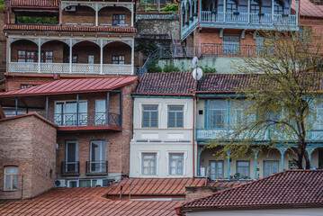 Houses on Old Town of Tbilisi city in Georgia