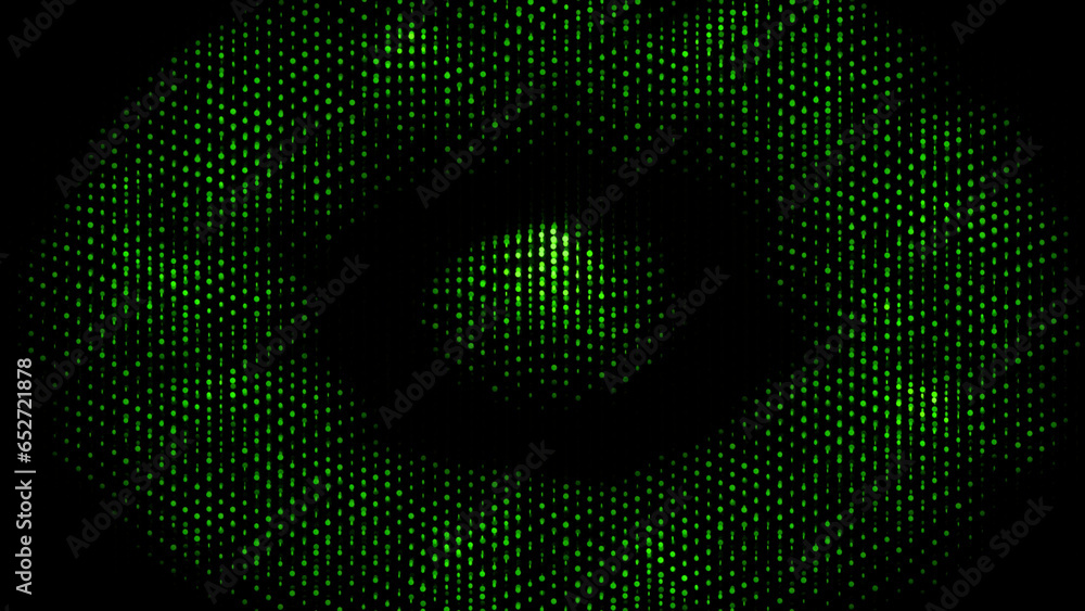 Poster black background with green and white crumbling glitter. design. dark background with fountains of s