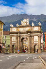 Fototapeta na wymiar The Triumphal Arch in Austrian city of Innsbruck.