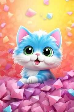 Cute cat with colorful decoration generated by AI