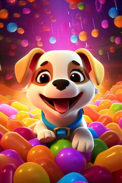 Cute dog with colorful decoration generated by AI