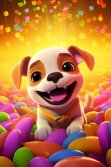 Cute dog with colorful decoration generated by AI
