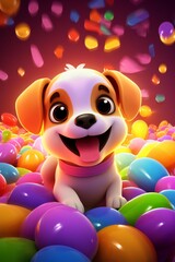 Cute dog with colorful decoration generated by AI