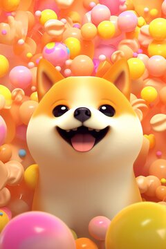Cute dog with colorful decoration generated by AI