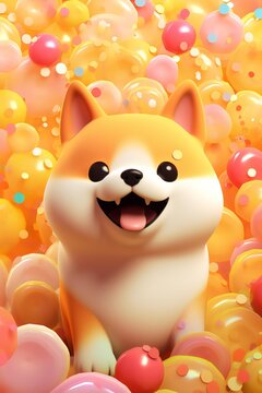 Cute dog with colorful decoration generated by AI
