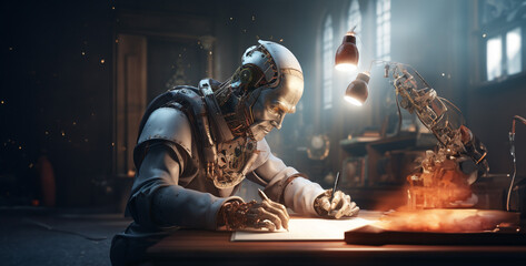 computer on the table, business person with network, AI a conversation with robot hd wallpaper