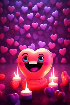 a heart with candles and hearts in the background generative by AI
