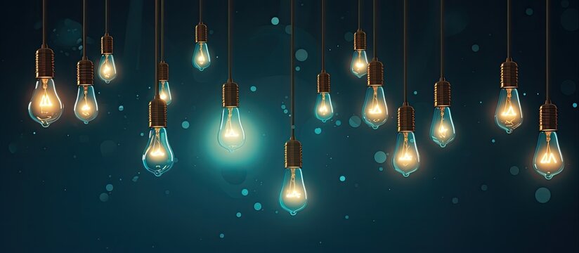Simplified business process problem with creative idea concept illustrated by hanging light bulbs