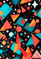 Modern grid flyer with geometric shapes, geometry graphics and abstract background vector set. Geometry grid pattern banner vivid presentation illustration