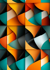 Modern grid flyer with geometric shapes, geometry graphics and abstract background vector set. Geometry grid pattern banner vivid presentation illustration