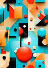 Modern grid flyer with geometric shapes, geometry graphics and abstract background vector set. Geometry grid pattern banner vivid presentation illustration