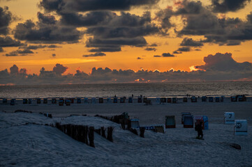 Abendstimmung Sonnenuntergang am Sandstrand von Norddorf auf der Nordseeinsel Amrum