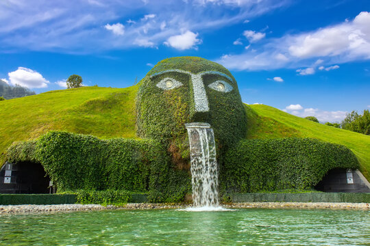 View of the fountain in the Swarovski park in Innsbruck