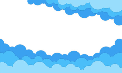 Frame border cloudy paper cut flat illustration design decoration