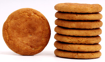 Coconut biscuits on white background, new angles