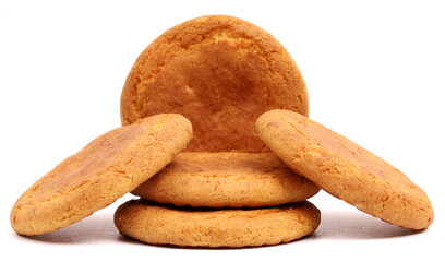 Coconut biscuits on white background, new angles