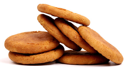 Coconut biscuits on white background, new angles