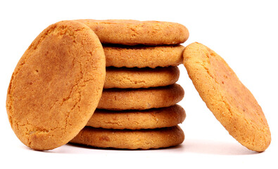 Coconut biscuits on white background, new angles