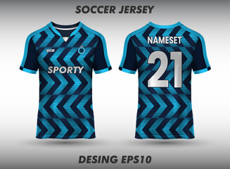 T-shirt sport design template for soccer jersey, football kit and tank top for basketball jersey. Sport uniform in front and back view. Mock up for sport club.