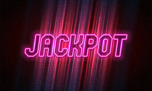 Shining neon sign Jackpot on a bright background. Vector illustration.