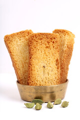 Rusk on white background, new angles, cardamom 