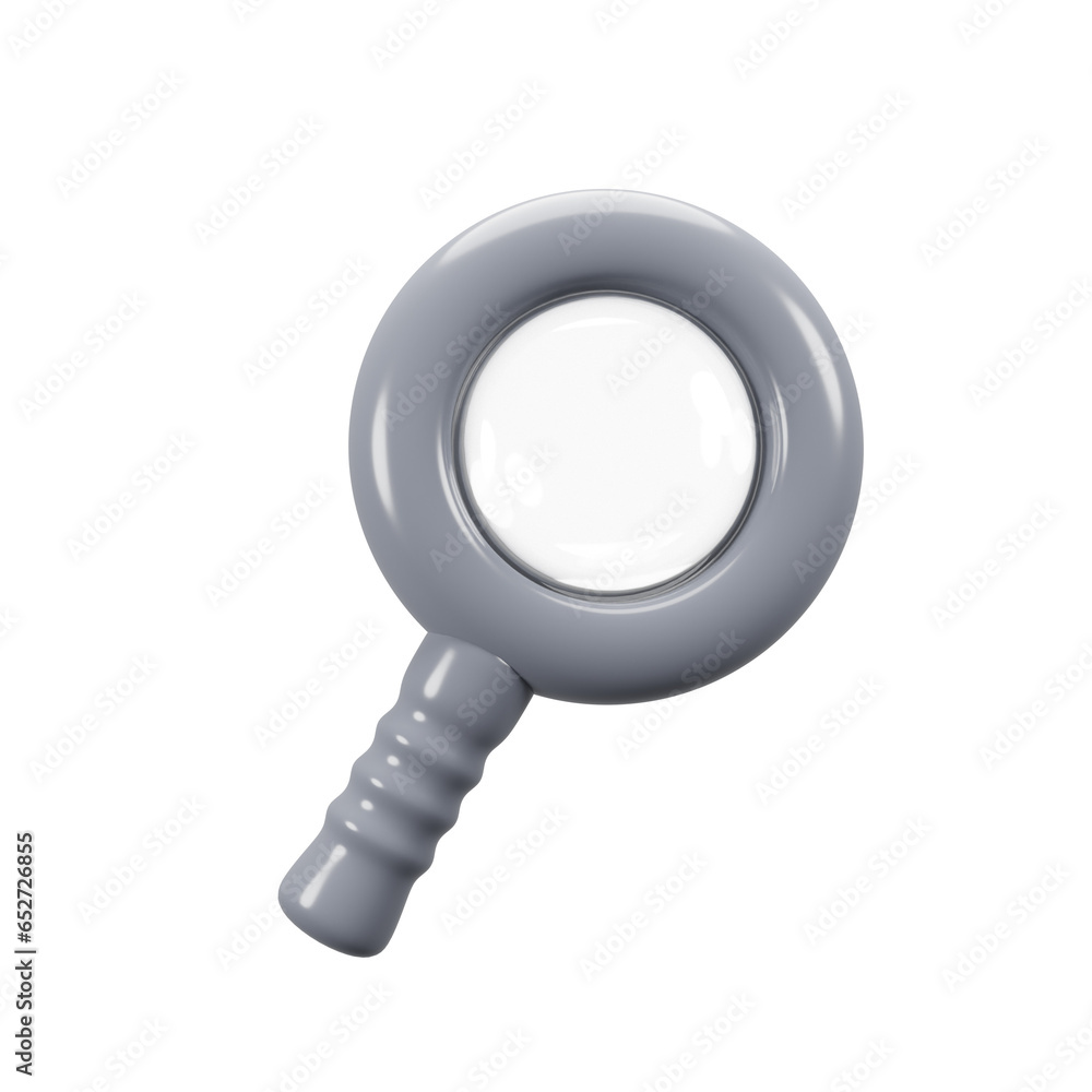 Poster general user interface icon concept. 3d rendering magnifying glass icon